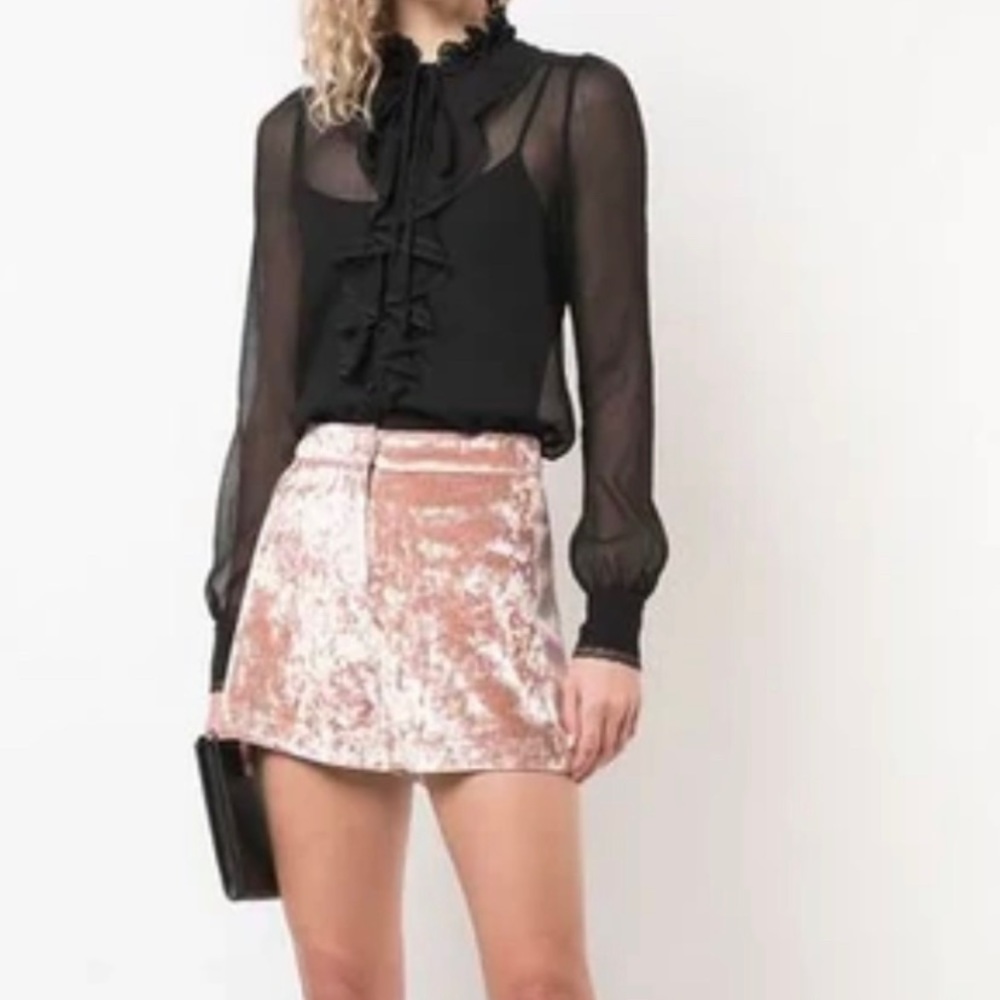 ALEXIS SHORTS KELLIS PINK PEACH CRUSHED VELVET HIGH WAISTED SIZE XS $395